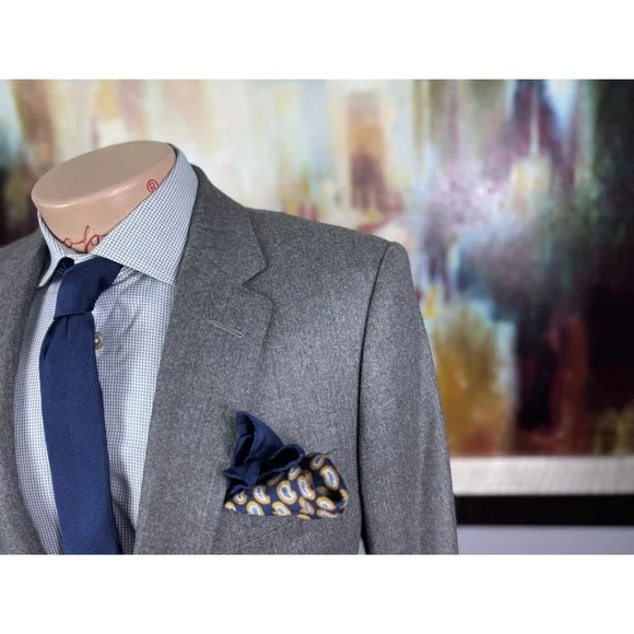 42R Hartmanns Custom Gray 2 Piece Suit - Pants 36/30 Italian Wool Mens Italian